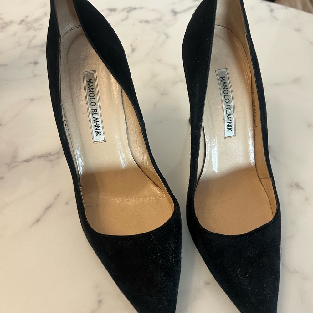 Manolo Blahnik Black Suede Heels